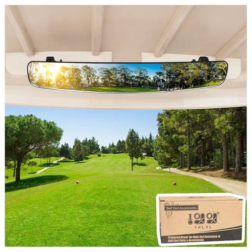 10L0L Panoramic Convex Golf Cart Mirror for EZGO, Club Car, Yamaha, Golf Cart Rear View Mirror (Double Bracket) - style: Double Bracket