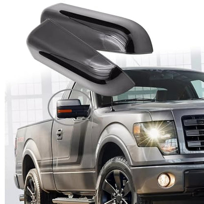 Riloer Side View Mirror Cover, 2 Packs Car Rearview Mirror Cover Cap, Side Wing Mirror Cover Cap Compatible with F-150 Limited 2013-2014 9L3Z17D743AA, 9L3Z17D742AA (Glossy Black) - color: Glossy Black