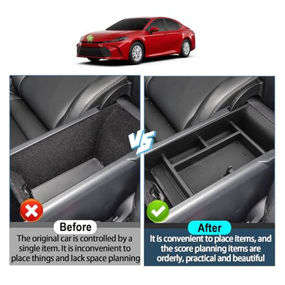 Ruiya 2026 Camry Armrest Cover for 2026 Toyota Camry Accessories Soft Comfy Center Console Lid Cover Compatible with 2025 2026 Toyota Camry LE/SE/XLE/XSE/TRD - color: 2025+ Camry Armrest Console Organizer