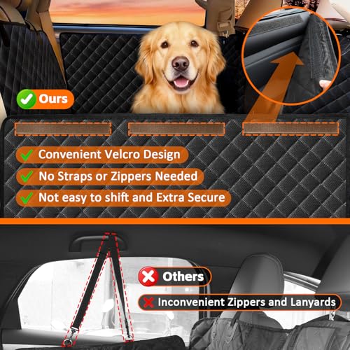 Dog Car Seat Cover for Back Seat Extender for Dogs,Hard Bottom Car Seat Cover for Dogs with Car Door Protectors, Waterproof and Scratch-Resistant Seat Covers for Cars SUV&Truck