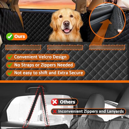 Dog Car Seat Cover for Back Seat Extender for Dogs,Hard Bottom Car Seat Cover for Dogs with Car Door Protectors, Waterproof and Scratch-Resistant Seat Covers for Cars SUV&Truck