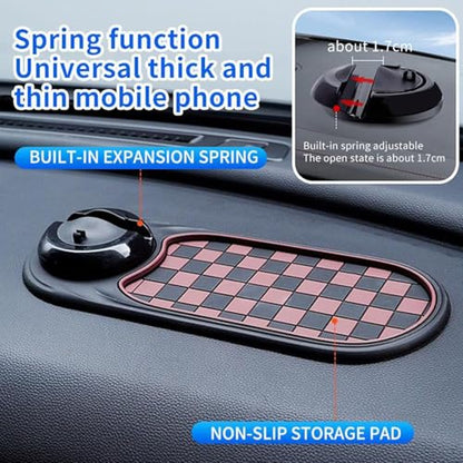 2026 New Multifunctional Car Dashboard Mobile Phone Holder Anti Slip Phone Mat for Car Rotatable Car Dashboard Accessories with Temporary Car Parking Card Number Plate Phone Mount (A-Silver) - color: A-Silver