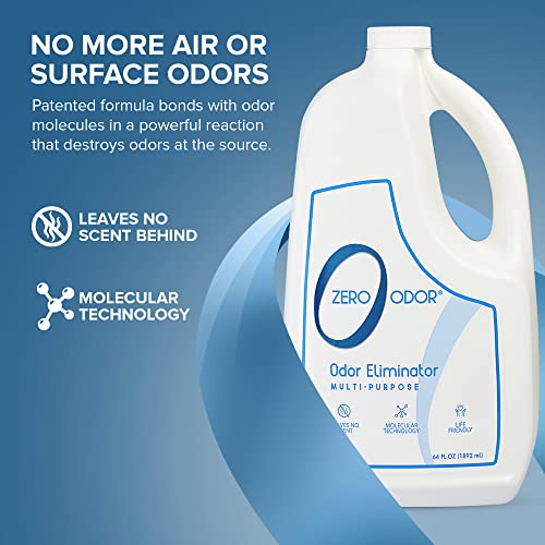 Zero Odor - Multi-Purpose Strong Odor Eliminator for Home, Office, Car, Bathroom, Hotel, Room Deodorizer, and Odor Neutralizer 64oz Refill, 2-Pack - size: 64 Fl Oz (Pack of 2)