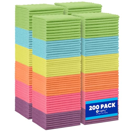 Orighty Microfiber Cleaning Cloth, 200 Pack Highly Absorbent Cleaning Supplies, Lint Free Kitchen Towels Cleaning Rags, Microfiber Towels for Cars, House, Window, 12x11 inch - color: Multicolor, size: 200 Pack