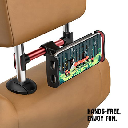 MoKo Headrest Phone/Tablet Car Mount, Adjustable Tablet Holder for 4-12.9" Devices, Fit with iPhone 16/Pro/Pro Max/Plus, iPhone 15/Pro/Plus/Pro Max, iPhone 14 Pro Max/14, iPad Air 4/Mini 6,Red - color: Red