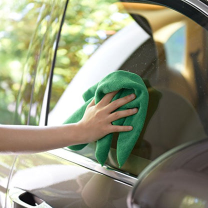 CARCAREZ Premium Microfiber Detailing Towels, 340 GSM Lint Free Car Buffing Waxing Polishing Drying Towels (6, Green, 16x16 Inch) - color: Green
