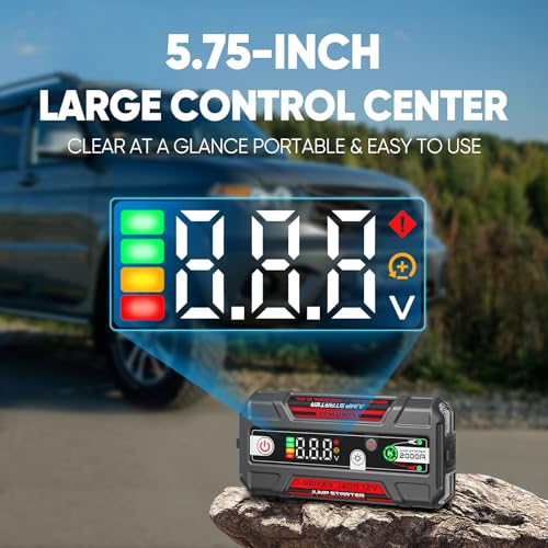 LOKITHOR J400 Portable Jump Starter, 12V 2000A Lithium Battery Booster with ConnectMax Tech, Car Jumper Box for Up to 8.0L Gas & 6.0L Diesel Engines, Smart Digital Display - color: Red