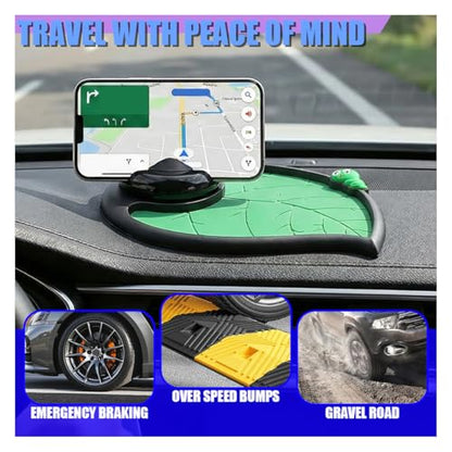Craedli Car Dashboard Anti-Slip Mat, Multifunctional 360 Rotating Phone Holder with Temporary Parking Number, Universal Car Organizer Storage for Sunglasses/Keys/Daily Essentials (Caterpillar-Green) - size: Caterpillar-Green