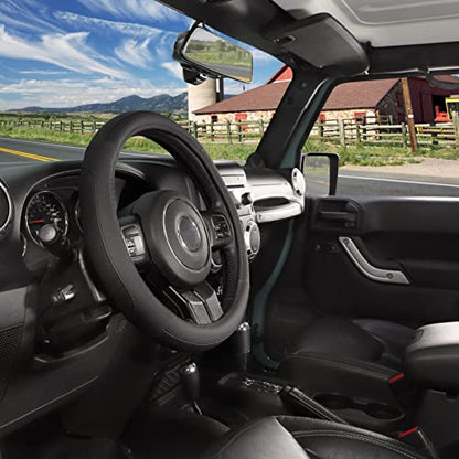 SEG Direct Car Steering Wheel Cover for F-150 Tundra Range Rover 15.5-16 inch, Black Microfiber Leather - color: Black, size: Large size[15 1/2''-16'']