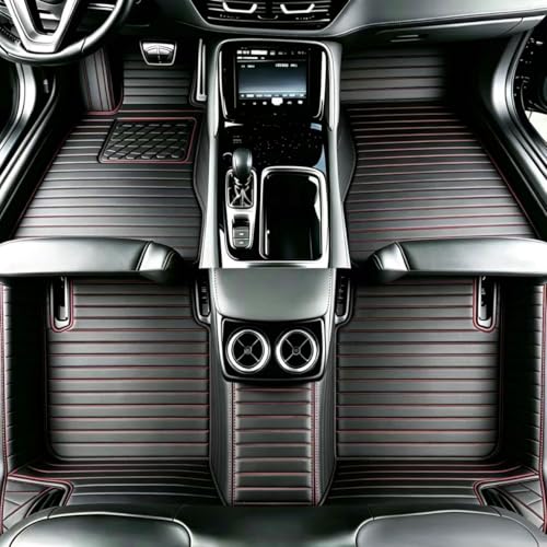 Customize Floor mats for car fit 99% Sedans SUV Sports,Custom Automotive Floor mat Fit Truck, All Weather Men Women Car Protection Pads Non-Slip auto Floor Liners (Black red Stripes) - color: Black red stripes