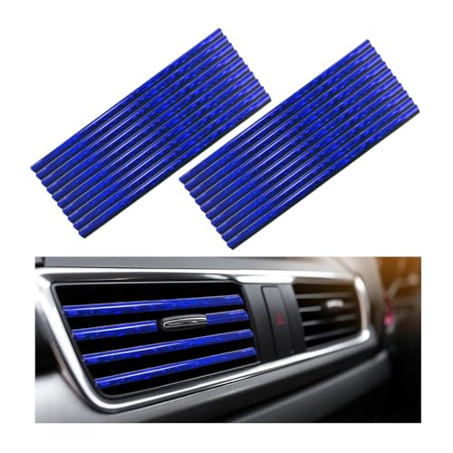 Yourkar 20 PCS Car Air Conditioner Decoration Strip, Flexible Air Vent Outlet Trim Decoration, Waterproof Decorative Trim for Air Vent Outlet for Most Vehicles, Car Accessories (Blue) - color: Blue