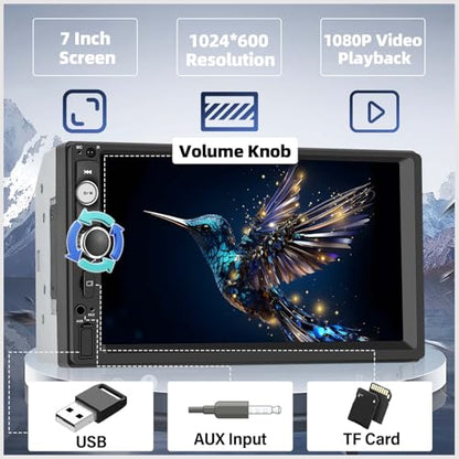 Double Din A-pple CarPlay Car Stereo with Carplay Android Auto,Bluetooth,7" HD Touchscreen 2 Din Car Radio Car Multimedia MP5 Player AUX/USB/TF Card Input Mirror Link,FM,SWC+12 LEDs-Backup Cam Mic USB - style: Model 1