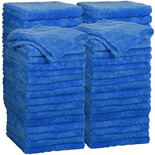 Shimeyao 30 Pcs Edgeless Microfiber Plush Towels for Cars Detailing Drying Wash Polishing Absorbent Cleaning Cloths, 500 GSM (16 x 16 Inch,Dark Blue) - color: Dark Blue, size: 16 X 16 Inch
