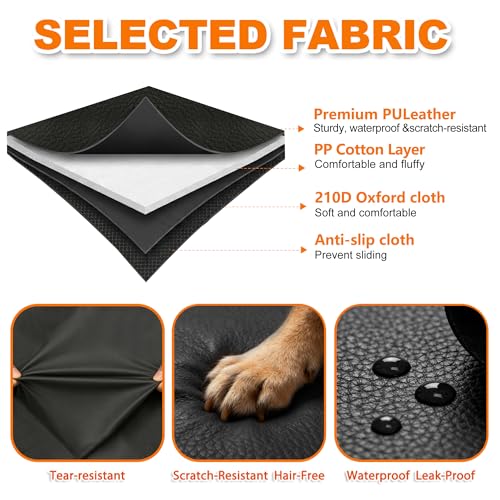 SUV Liner for Dogs, Waterproof Dog Trunk Cover with Bumper Flap Protector, PU Large Size Universal Fit, Black - size: PU Leather