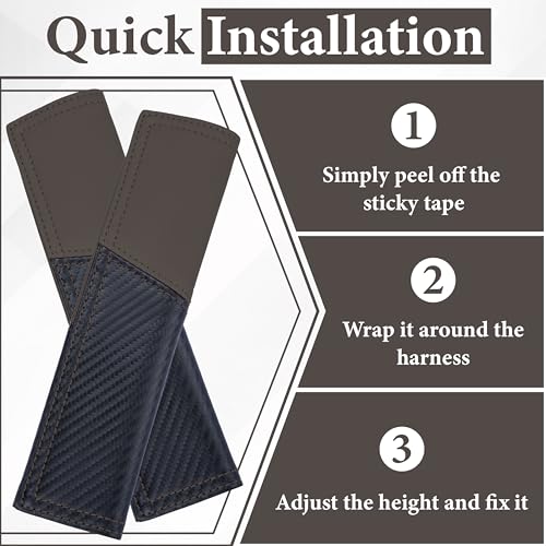ecocstm 2 PCS Car Seat Belt Cover Pad, Carbon Fiber Safety Seatbelt Shoulder Strap Covers, Breathable Leather Soft Harness Pad, Interior Car Accessories, Universal for SUV, Truck, RV (Brown&Black - color: Brown