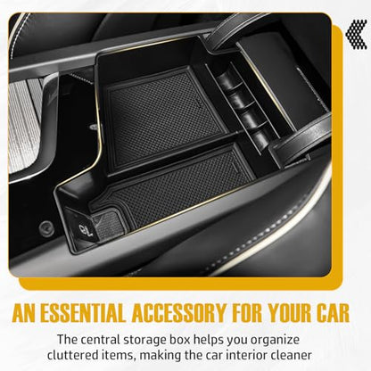 Center Console Organizer Compatible with Volvo XC60 2018-2025/ XC90 2021-2024/ S90 S60 2020-2025/ V60 2019-2025/ V90 2017-2025 Accessories, Armrest Box Insert Tray Storage Box Charging Hole