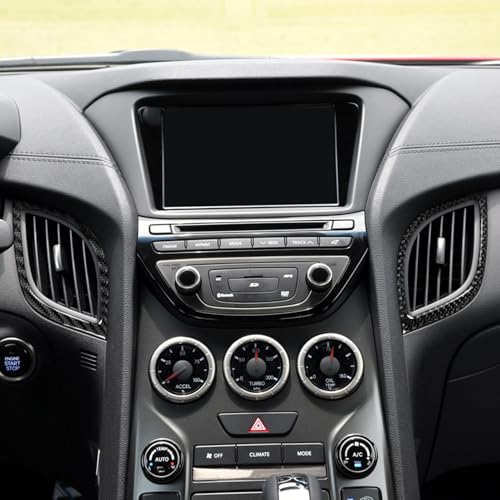 Trim Central Console Side Vent Frame Car Stickers Decals Compatible with Hyundai Genesis Coupe 2013 2014 2015 2016 Interior Accessories Real Carbon Fiber - color: Central Vent