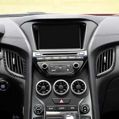 Trim Central Console Side Vent Frame Car Stickers Decals Compatible with Hyundai Genesis Coupe 2013 2014 2015 2016 Interior Accessories Real Carbon Fiber - color: Central Vent