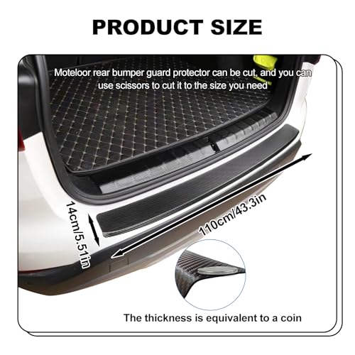 Soft & Bendable Rear Bumper Protector 43.3" x 5.5" - Carbon Fiber Leather Anti-Scratch Guard for SUV, Truck | Flexible But NOT Stretchable | Trim to Fit, No-Drill Installation - size: 43.3*5.51