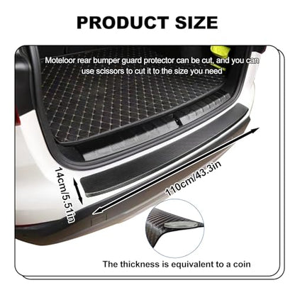 Soft & Bendable Rear Bumper Protector 43.3" x 5.5" - Carbon Fiber Leather Anti-Scratch Guard for SUV, Truck | Flexible But NOT Stretchable | Trim to Fit, No-Drill Installation - size: 43.3*5.51
