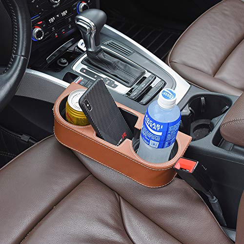 Brown Multifunctional Car Cup Holder Car Seat Organizer Gap Filler Bottle Phone Storage Organizer - color: Brown