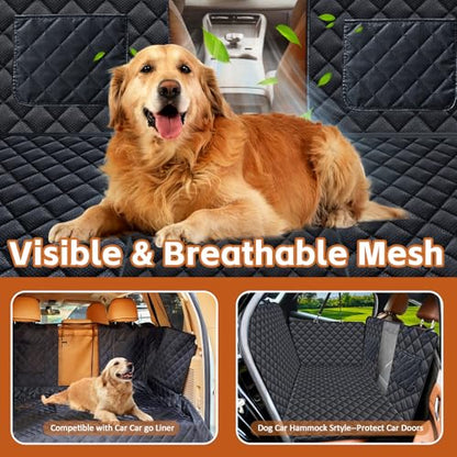 JSTHT Back Seat Extender for Dogs, Hard Bottom Dog Car Seat Cover for Back Seat Support 420lbs Waterproof Back Seat Pet Cover for Dogs Scratchproof Large Dog Hammock Bed for Cars SUV and Truck