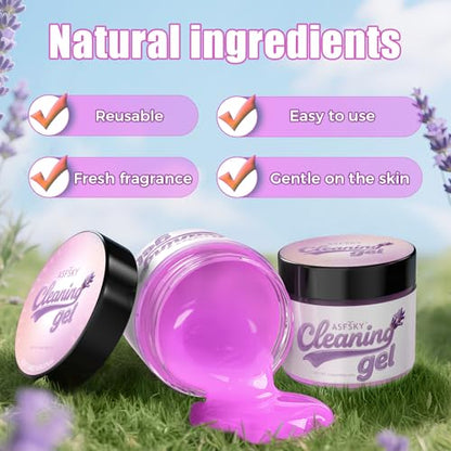 ASFSKY Car Cleaning Gel (Purple,Lavender) Cleaning Putty Universal Dust Cleaning Car Interior Cleaner Keyboard Dust Remover Car Slime Gifts for Men Women Girl（1 Pack） - color: Purple