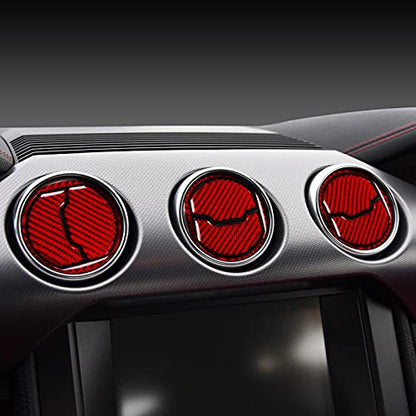 Car Carbon Fiber Decal Central Air Outlet Sticker for Ford Mustang 2015 2016 2017 2018 2019 2020 2021 2022 2023 Accessories - color: Central Air Outlet