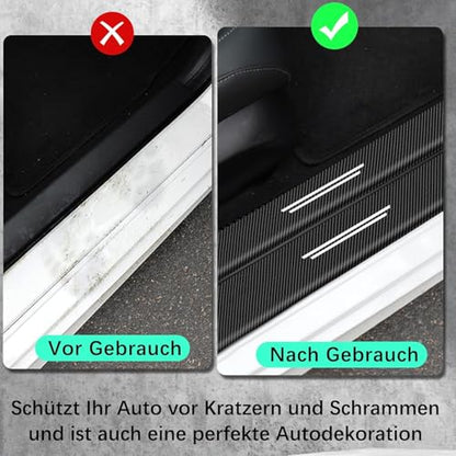 9 Pcs Car Door Sill Protector for Honda CR-V Hybrid & CRV 2023 2024 2025 2026, Scuff Plate Guard Entry Trim Carbon Fiber Texture Anti-Scratch Waterproof Durable