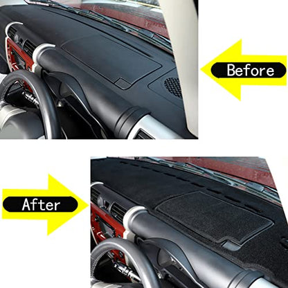 Aunginsy Car Dashboard Cover Mat Compatible with Toyota FJ Cruiser 2007-2021 SUV Dashboard Dash Cover Nonslip Black Mat Sun Pad Dash Carpet Sunshade Glare UV Rays Protector Car Interior Accessories - color: Black(RHD)