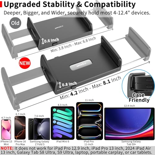 APPS2Car for Sturdy iPad Holder for Car CD Slot Tablet Mount, 2-in-1 Universal 4.7-11" Holder for iPad Pro 11 Air Mini, iPhone, Galaxy Z Fold, Adjustable 360° Rotation, Road Trip Essentials - style: 1st Generation