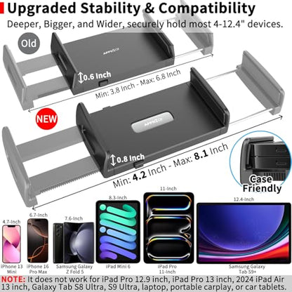 APPS2Car for Sturdy iPad Holder for Car CD Slot Tablet Mount, 2-in-1 Universal 4.7-11" Holder for iPad Pro 11 Air Mini, iPhone, Galaxy Z Fold, Adjustable 360° Rotation, Road Trip Essentials - style: 1st Generation