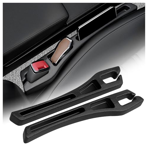 2PCS Car Seat Gap Filler Organizer,Multifunctional Car Gap Filler Organizer Storages Phone Key Avoids Things Falling,Universal Car Blocker Between Seats Car Organizer Car Accessories - color: Grooved Black