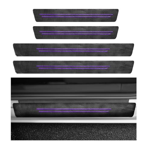 4 PCS Car Door Sill Protector, Anti-Scratch Carbon Fiber Car Door Entry Guards Stylish Stickers, Waterproof Threshold Rear Bumper Protection Strips for Most Vehicles (Purple) - color: Purple-4pcs