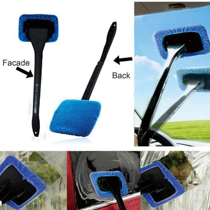 10pcs Car Windshield Cleaning Tool, Windshield Cleaner with 5 Washable and Reusable Microfiber Pads and Extendable Handle, for Auto Glass Wiper (Bule（10pcs）) - size: Bule（10pcs）