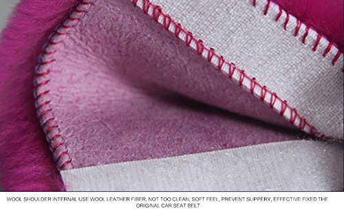 U&M 2 Pack Genuine Sheepskin Auto Seat Belt Cover for Adult Youth Kid Toddlers -Soft Warm Car, Truck, SUV, Camera Backpack Strap Shoulder Pad Wool Fluffy - color: purple pink