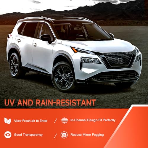 in-Channel Rain Guards Fit for Nissan Rogue 2021 2022 2023 2024 2025 2026, Extra Durable Side Window Deflectors 2021-2026 Rogue Wind Deflectors Rain Guard Black 4 PCS - size: Fit for Nissan Rogue 2021-2026