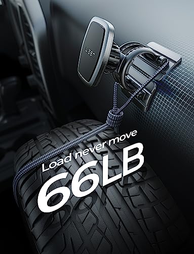 LISEN Magnetic Car Phone Mount for iPhone and Android with 6 Magnets and Adjustable Arch Design, Black