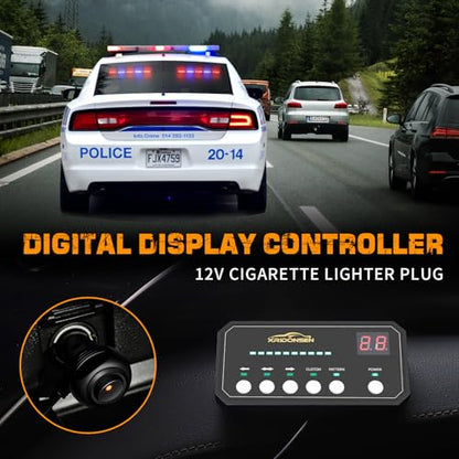 XRIDONSEN 2x 17 inch Emergency Dash Police Lights 40 LED Red Blue Police Light Bar Interior Front/Rear Windshield Strobe Lights Safety Warning Hazard Caution w/Suction Cups for Vehicles Trucks Car - color: Red/Blue