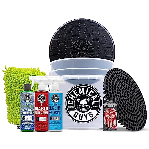 Chemical Guys 8-Piece Arsenal Builder Car Wash Kit - Includes Bucket, Dirt Trap, Lid, Wash Mitt, Air Fresheners & (3) 16 oz Car Care Chemicals, Complete Cleaning Kit for Trucks, SUVs & More - style: HOL126L
