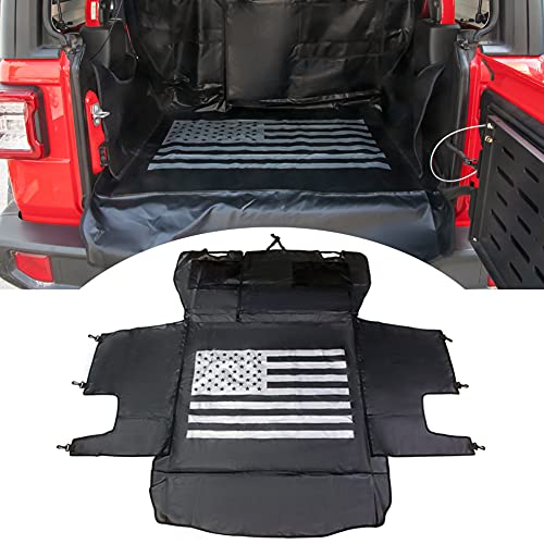 Dog Trunk Liner for Jeep, Heavy Duty Waterproof Oxford Cargo Protector for 2007-2026 Wrangler JK JL 4-Door, Nonslip Washable Pet Seat Cover & Anti-Scratch Liner (US Flag) - color: USA Flag