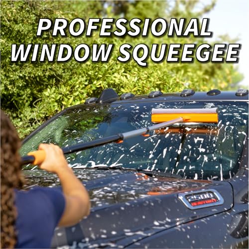 5-30 ft Window Washer Squeegee Kit with Extension Pole (36+ Foot Reach) // Long Handle Squeegee for Window Cleaning & Car Cleaning Multi-Use//Telescopic Professional Window Cleaning Squeegee for Home - size: 30 Feet