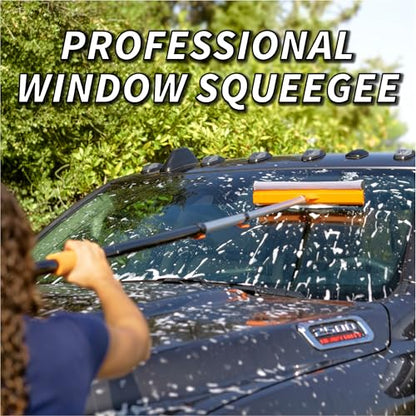 5-18 ft Window Washer Squeegee Kit with Extension Pole (24+ Foot Reach) // Long Handle Squeegee for Window Cleaning & Car Cleaning Multi-Use//Telescopic Professional Window Cleaning Squeegee for Home - size: 18 feet