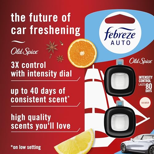 Febreze Odour-Fighting Auto Air Freshener, Car Vent Clip, Old Spice, 4ct - size: 0.28 Fl Oz (Pack of 1)