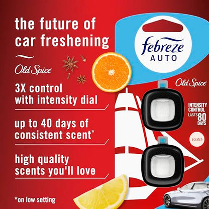 Febreze Odour-Fighting Auto Air Freshener, Car Vent Clip, Old Spice, 4ct - size: 0.28 Fl Oz (Pack of 1)