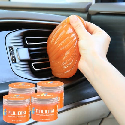PULIDIKI Car Cleaning Gel for Car Cleaning Putty Car Putty Auto Detailing Tools Car Slime Cleaner Dust Cleaning Gel for Car Interior Cleaner Car Accessories Keyboard Cleaner Orange, 4 Pack (160g Each) - size: Orange 4 Jars (640g total)