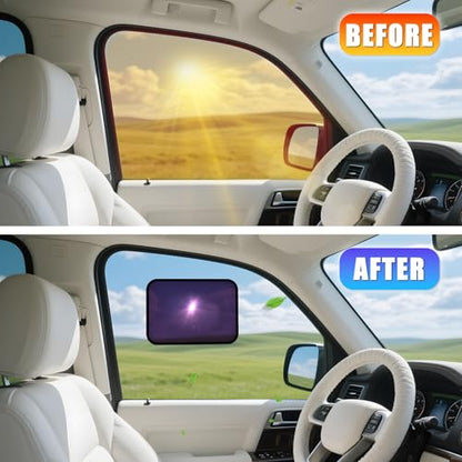 ZATOOTO Static Cling Car Window Shades (2 Pack, 9.84 * 7 in) Expandable Sun Shade Side Window Sun Blocker Car Windshield Sunshade｜Reinforced Frame｜Anti-Glare｜Static Cling｜ - size: 2 Pack (9.84 x 7 in)