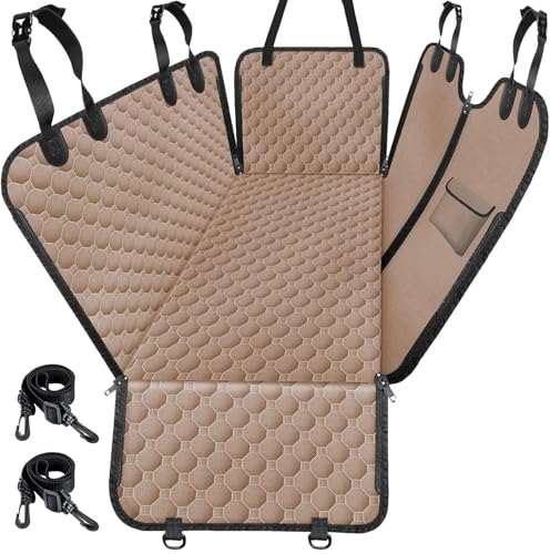 Mancro Back Seat Pet Cover for Dogs, 2026 Upgraded 600D Heavy Duty Waterproof & Scratch-Resistant Dog Hammock for Car, Car Cover for Dogs with Sedan, Trucks and SUVs, Standard, Khaki - color: Khaki, size: Standard (54" W x 55" L)