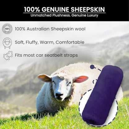 Andalus Genuine Sheepskin Car Seat Belt Cover Pad – Soft Fuzzy, Comfy Fluffy Seatbelt Covers, Shoulder Pad Neck Cushion Protector, Car Accessories for Woman, Man, Girl (Lilac, 2-Pack) - color: Lilac