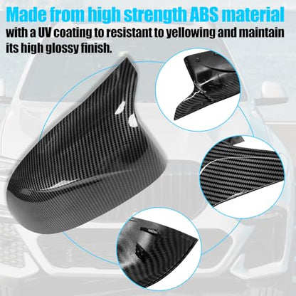 Jaronx Compatible with BMW Mirror Cover X3 G01 2019-2024,X4 G02/X5 G05/X7 G07 2019-2024,X6 G06 2020-2024, Clip-on M Style Horn Mirror Caps for BMW, Left Driver & Right Passenger (Carbon Fiber Pattern) - size: Mirror Cover Carbon Fiber Pattern